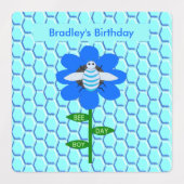 Happy bee Day Boy Blue Birthday Bumblebee Custom Labels (Design 1)