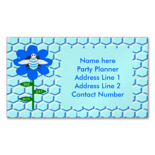 Happy bee Day Boy Blue Birthday Bumblebee Custom Magnetisch Visitekaartje