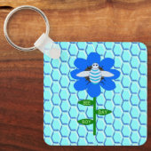 Happy bee Day Boy Blue Birthday Bumblebee Custom Sleutelhanger (Voorkant)
