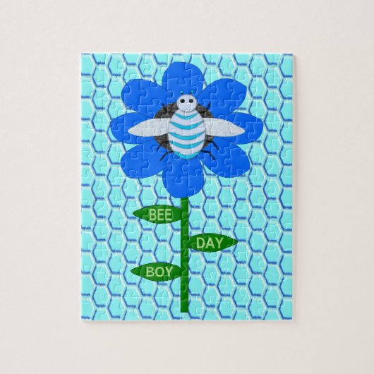 Happy bee Day Boy Blue Birthday Bumblebee Legpuzzel (Verticaal)