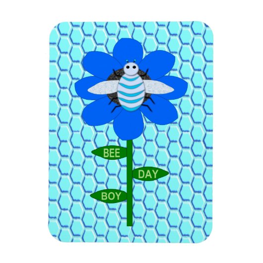 Happy bee Day Boy Blue Birthday Bumblebee Magneet (Verticaal)