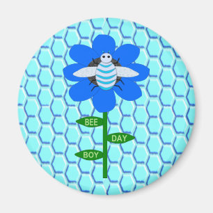 Happy bee Day Boy Blue Birthday Bumblebee Magneet