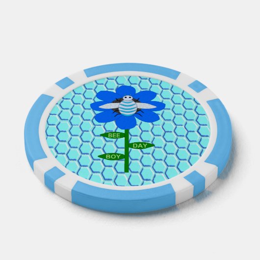 Happy bee Day Boy Blue Birthday Bumblebee Poker Chips (Enkel)