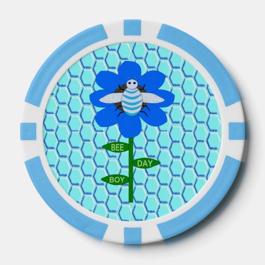 Happy bee Day Boy Blue Birthday Bumblebee Poker Chips (Voorkant)