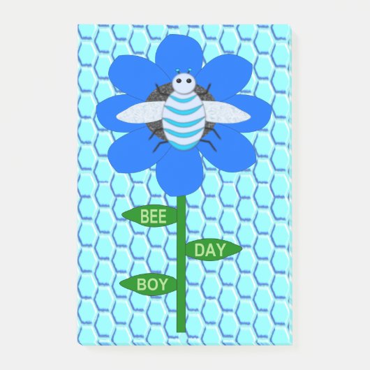 Happy bee Day Boy Blue Birthday Bumblebee Post-it® Notes (Voorkant)