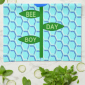 Happy bee Day Boy Blue Birthday Bumblebee Theedoek (Gevouwen)