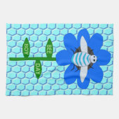 Happy bee Day Boy Blue Birthday Bumblebee Theedoek (Horizontaal)