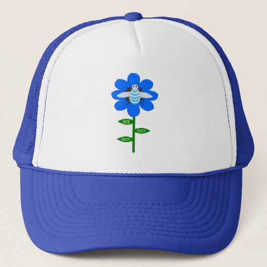 Happy bee Day Boy Blue Birthday Bumblebee Trucker Pet (Voorkant)