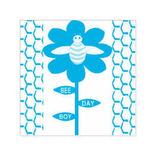 Happy bee Day Boy Blue Birthday Bumblebee Zelfinktende Stempel