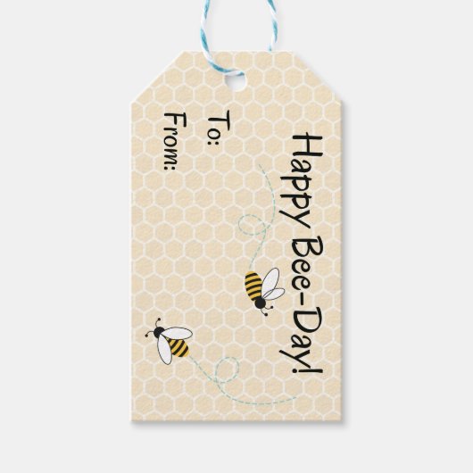 Happy Bee-Day Cadeau Label Cadeaulabel (Voorkant)