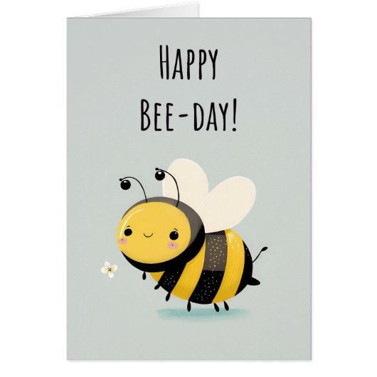 Happy Bee Day | Cute Bumblebee Birthday Kaart (Voorkant)