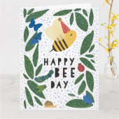 Happy bee Day Folders Birthday Wenskaart Kaart (Gele Bloem)