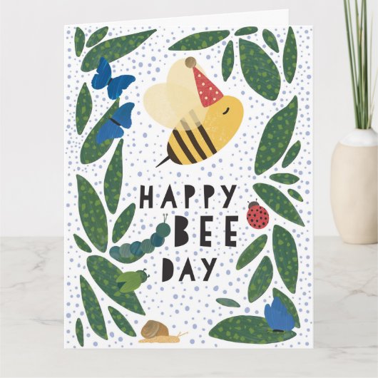 Happy bee Day Folders Birthday Wenskaart Kaart (Voorkant)