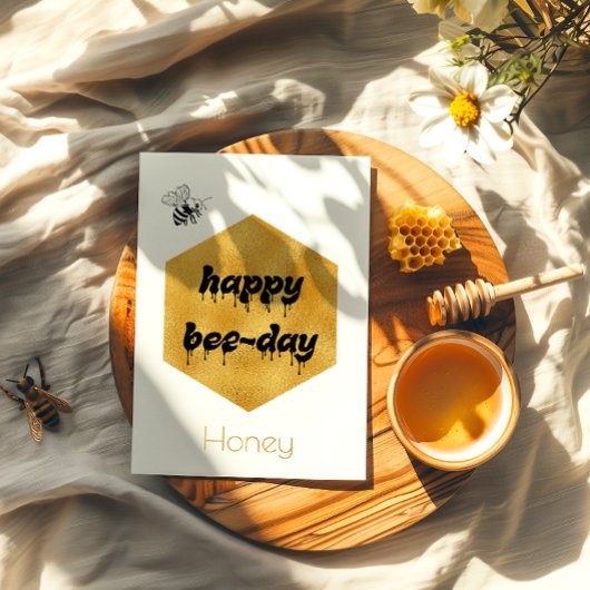Happy Bee Day Folie Honingraat Verjaardag Kaart