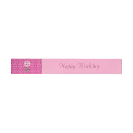 Happy bee Day Girl Pink Birthday Bumblebee Custom Adreslabel Wikkel (Individueel)