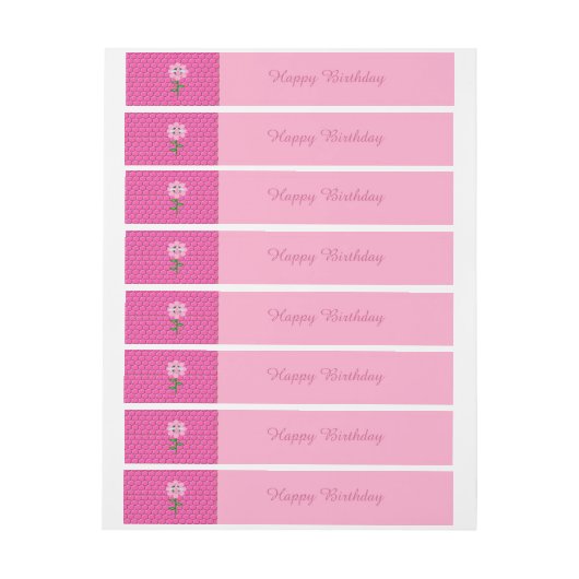 Happy bee Day Girl Pink Birthday Bumblebee Custom Adreslabel Wikkel (Vel)