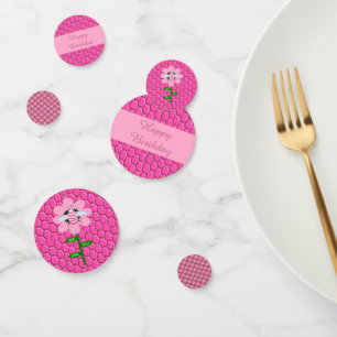 Happy bee Day Girl Pink Birthday Bumblebee Custom Confetti