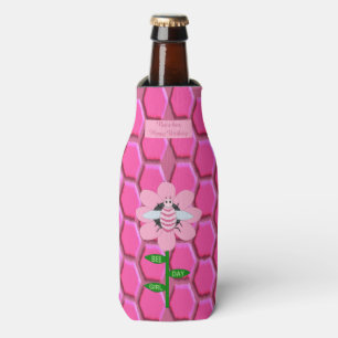 Happy bee Day Girl Pink Birthday Bumblebee Custom Flesjeskoeler