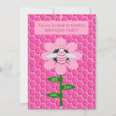 Happy bee Day Girl Pink Birthday Bumblebee Custom Kaart (Voorkant)