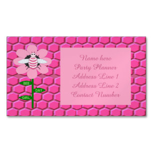 Happy bee Day Girl Pink Birthday Bumblebee Custom Magnetisch Visitekaartje