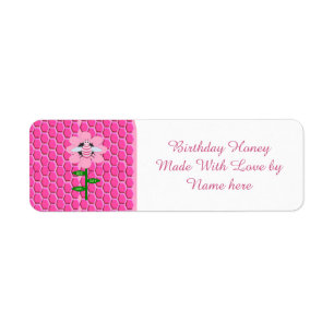 Happy bee Day Girl Pink Birthday Bumblebee Food Etiket