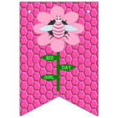 Happy bee Day Girl Pink Birthday Bumblebee Vlaggetjes (Tweede vlag)