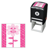 Happy bee Day Girl Pink Birthday Bumblebee Zelfinktende Stempel (In situ)