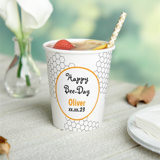 Happy bee Day Honeycomb Paper Cups Papieren Bekers (Insitu)