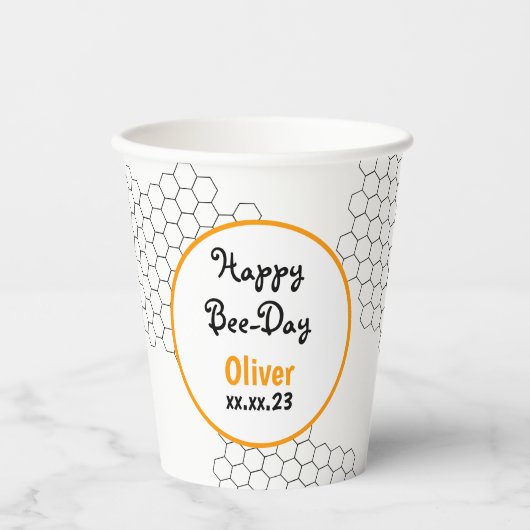 Happy bee Day Honeycomb Paper Cups Papieren Bekers (Voorkant)