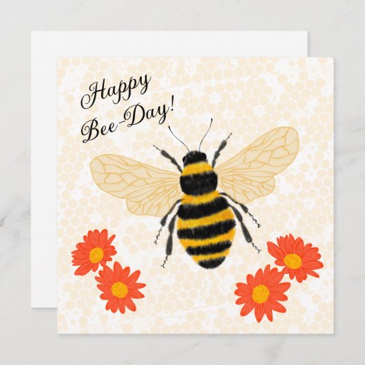 Happy Bee-Day Kaart (Voorkant / Achterkant)