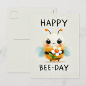 Happy Bee-Day Kaart - Schattigee Bijen met Bloem (Voorkant / Achterkant)