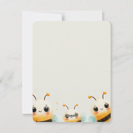 Happy Bee-Day Kaart - Schattigee Bijen met Bloem (Achterkant)