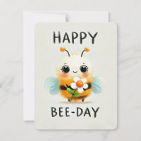 Happy Bee-Day Kaart - Schattigee Bijen met Bloem