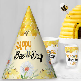Happy Bee Day Kinder Bijenthema Verjaardag Feesthoedjes