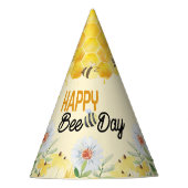 Happy Bee Day Kinder Bijenthema Verjaardag Feesthoedjes (Voorkant)