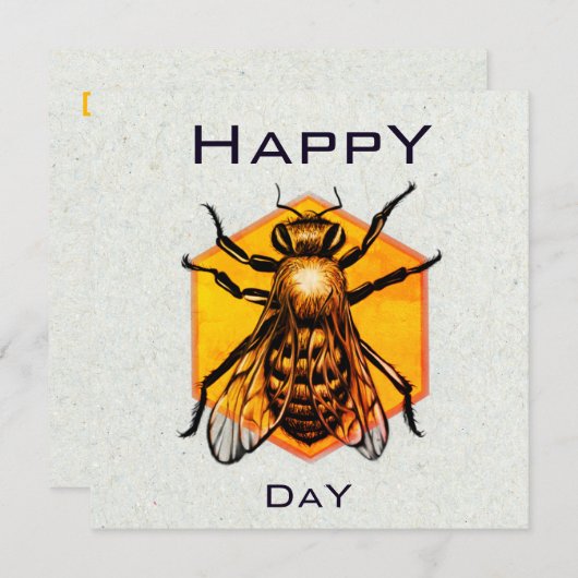 Happy bee Day Modern Funny Honey Bee Birthday Kaar Kaart (Voorkant / Achterkant)