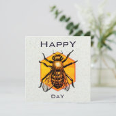 Happy bee Day Modern Funny Honey Bee Birthday Kaar Kaart (Staand voorkant)
