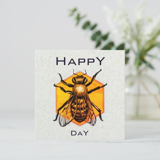 Happy bee Day Modern Funny Honey Bee Birthday Kaar Kaart (Staand voorkant)