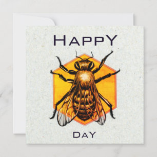 Happy bee Day Modern Funny Honey Bee Birthday Kaar Kaart