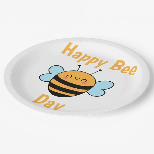 Happy Bee Day Papieren Bordje (Gekanteld)