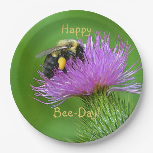 Happy Bee Day Papieren Bordje (Voorkant)
