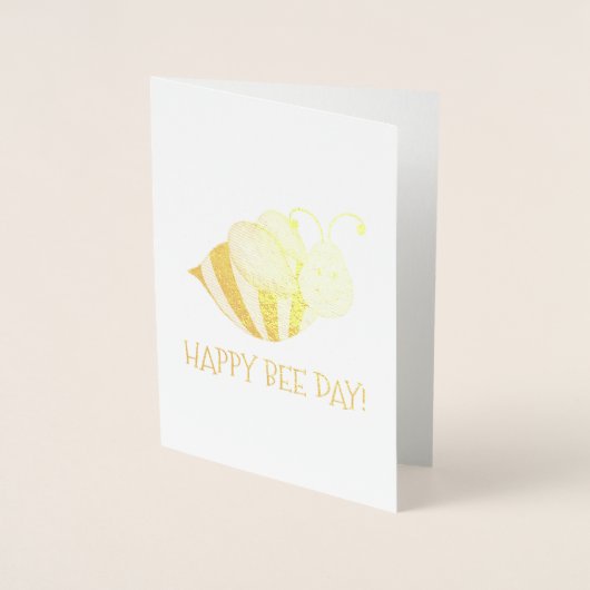 Happy bee Day Striped Bumblebee Bday Birthday Folie Kaarten (Voorkant)
