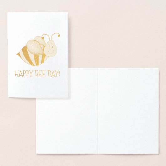 Happy bee Day Striped Bumblebee Bday Birthday Folie Kaarten (Display)