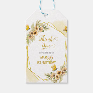 Happy Bee-day Waterverf Verjaardagsfeest Cadeaulabel