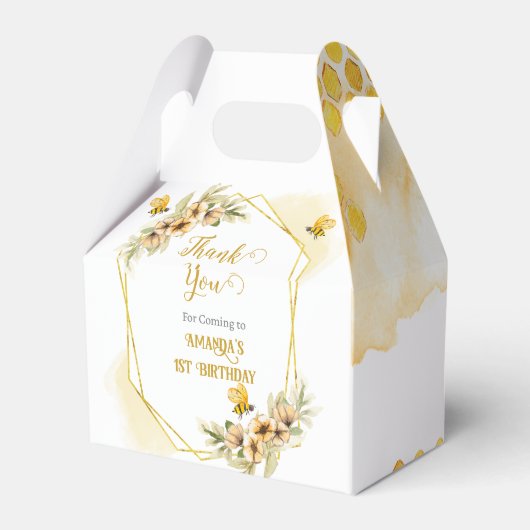 Happy Bee-day Waterverf Verjaardagsfeestgeschenk e Bedankdoosjes (Achterkant)