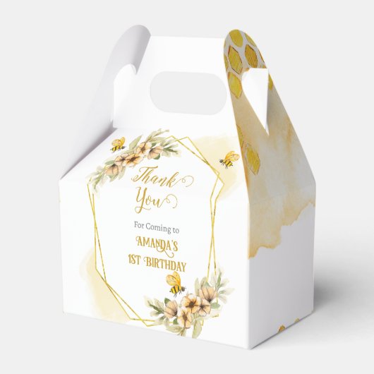 Happy Bee-day Waterverf Verjaardagsfeestgeschenk e Bedankdoosjes (Voorkant Zijde)