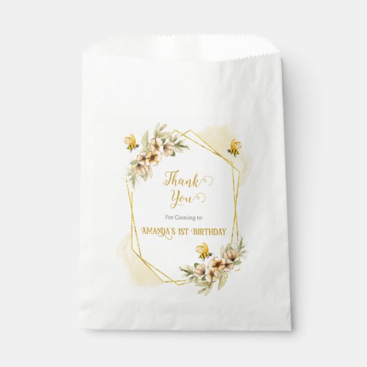 Happy Bee-day Waterverf Verjaardagsfeestgeschenk e Bedankzakje (Voorkant)