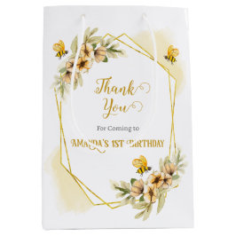 Happy Bee-day Waterverf Verjaardagsfeestgeschenk e Medium Cadeauzakje