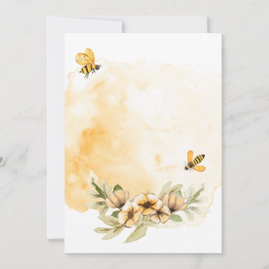 Happy Bee-day Waterverf Verjaardagsuitnodiging Kaart (Achterkant)