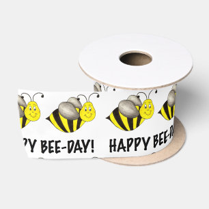 Happy BEE DAY Yellow bee Bumblebee Birthday Ribbon Satijnen Lint